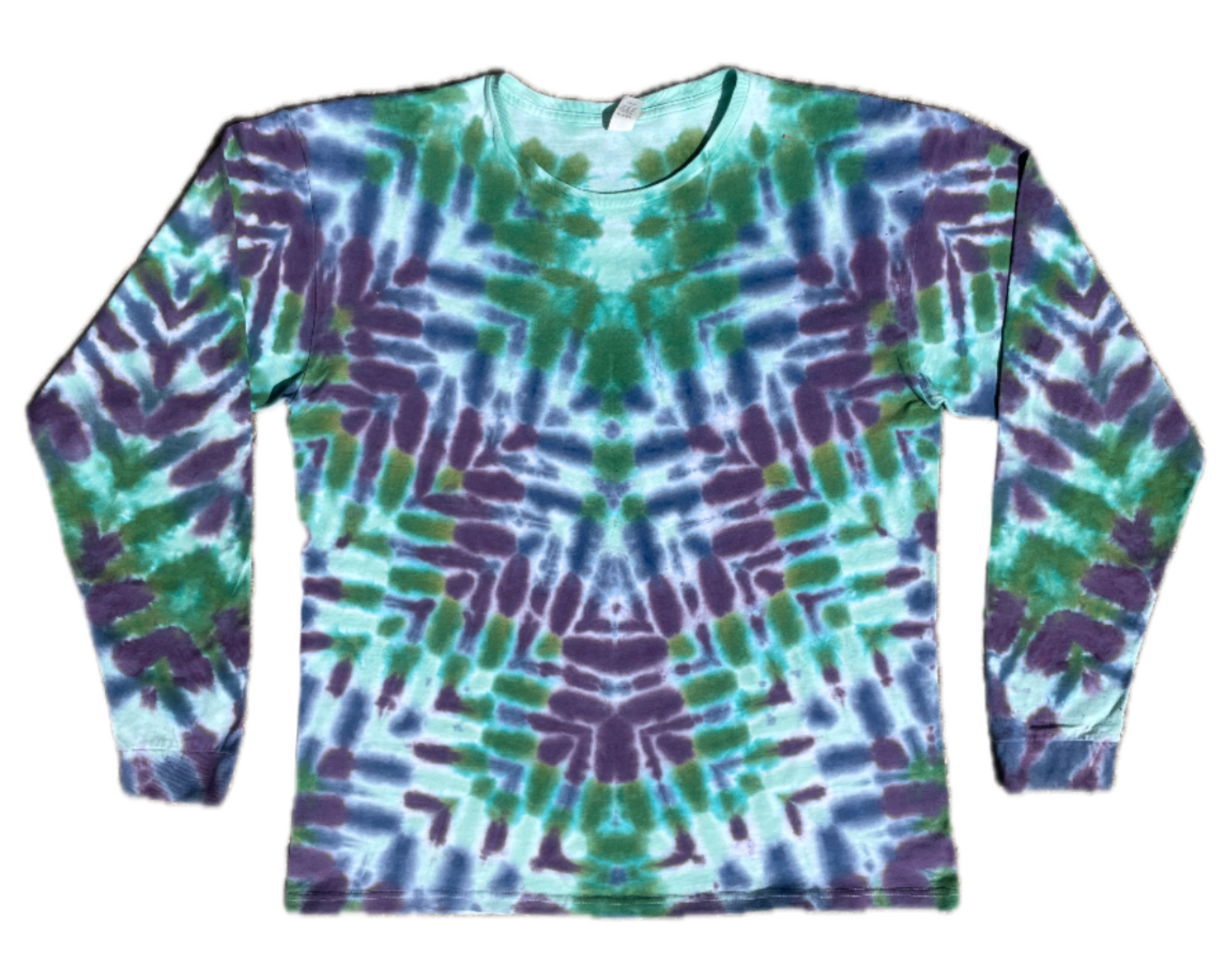 Tie-dye patterned fabric on a white background